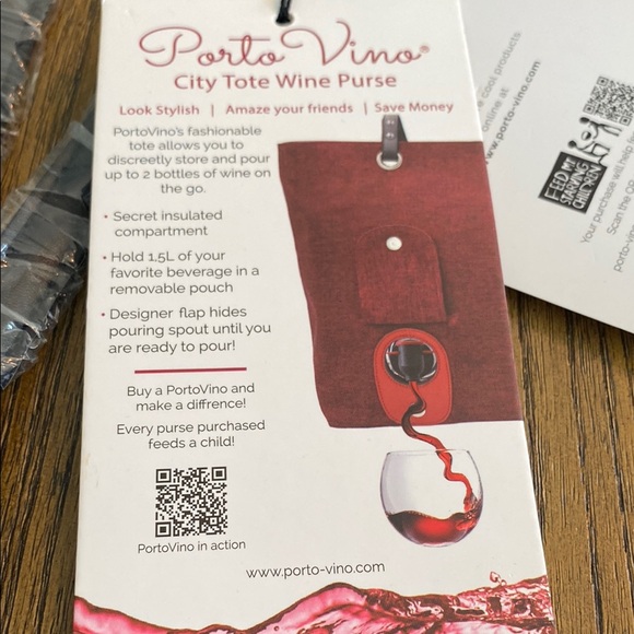 Porto Vino City Tote Wine Purse with Burgundy Woven Texture NWT - Picture 5 of 10